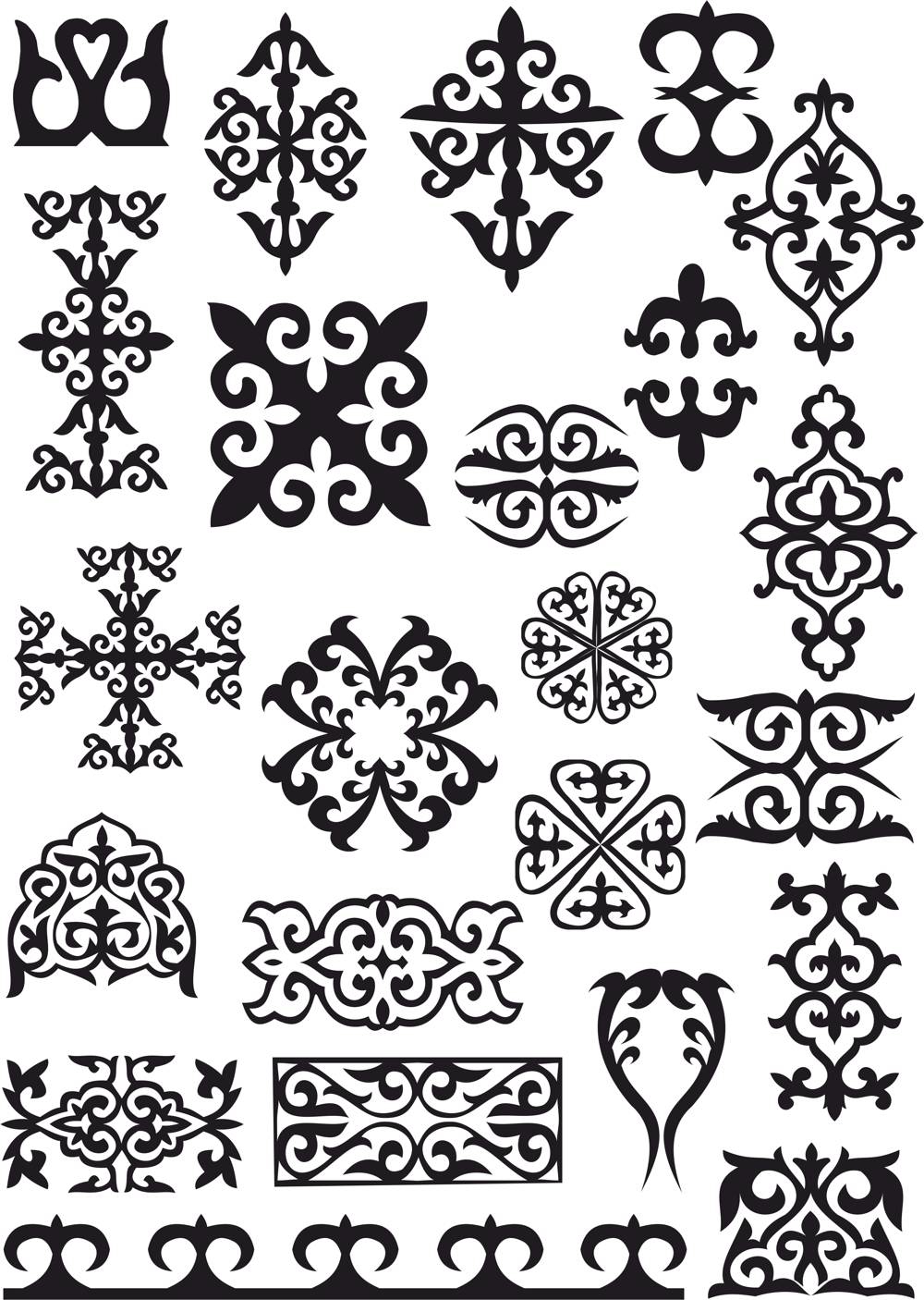 طرح الگوهای تزیینات قزاق مناسب برای استفاده در دستگاه های cnc چوب و cnc لیزر - kazakh ornaments patterns cdr file