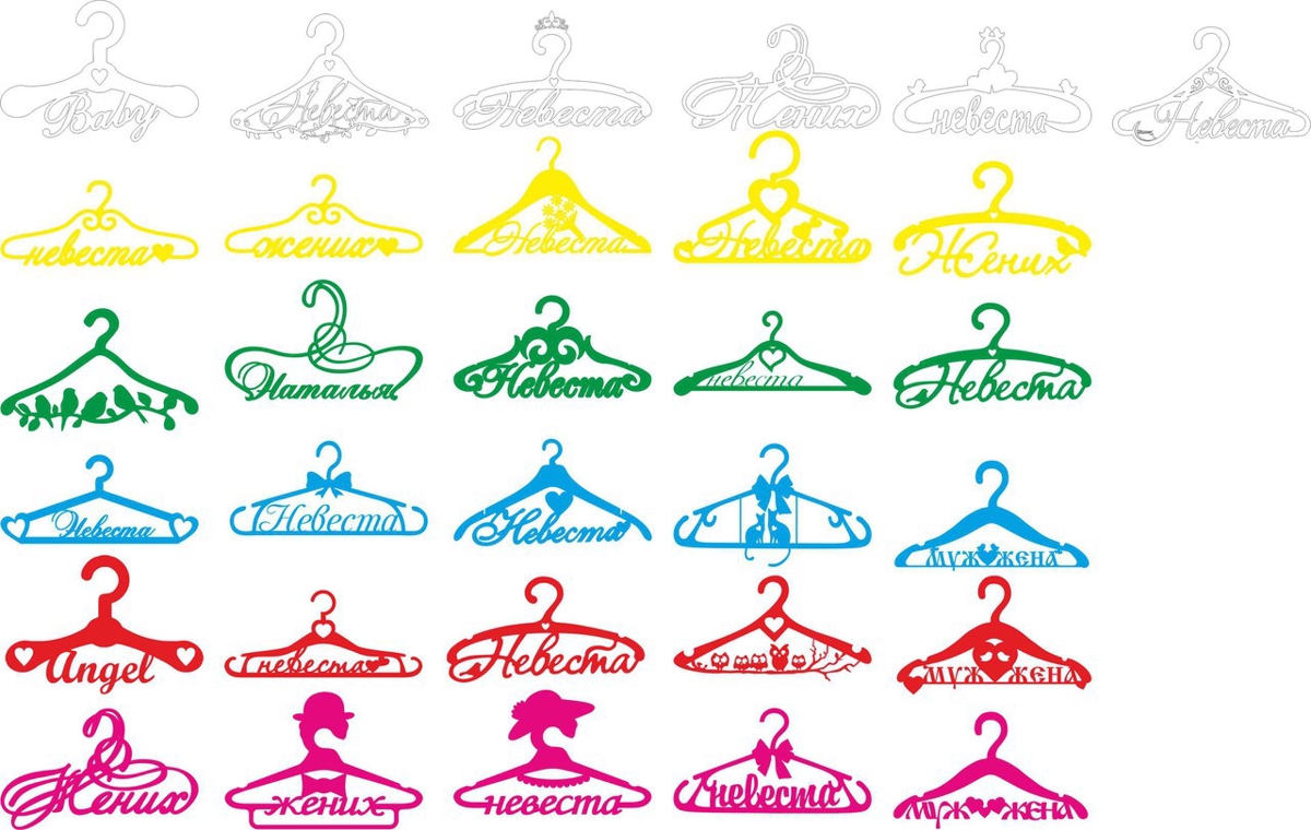طرح وکتور بسته چوب لباسی مناسب برای استفاده در دستگاه های cnc چوب و cnc لیزر - hangers vector pack cdr file