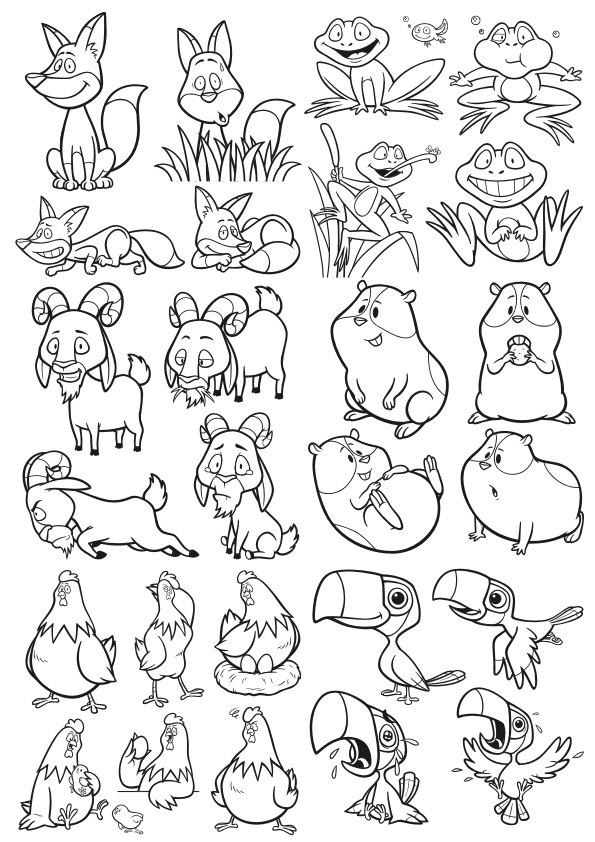 طرح فایل وکتور مجموعه حیوانات کارتونی مناسب برای استفاده در دستگاه های cnc چوب و cnc لیزر - cartoon animals vector pack cdr file