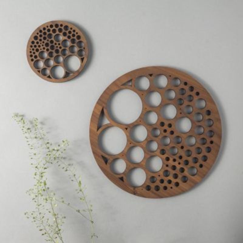 طرح زیرلیوانی‌های طرح حباب چوبی مناسب برای استفاده در دستگاه های cnc چوب و cnc لیزر - laser cut wooden bubbles pattern coasters