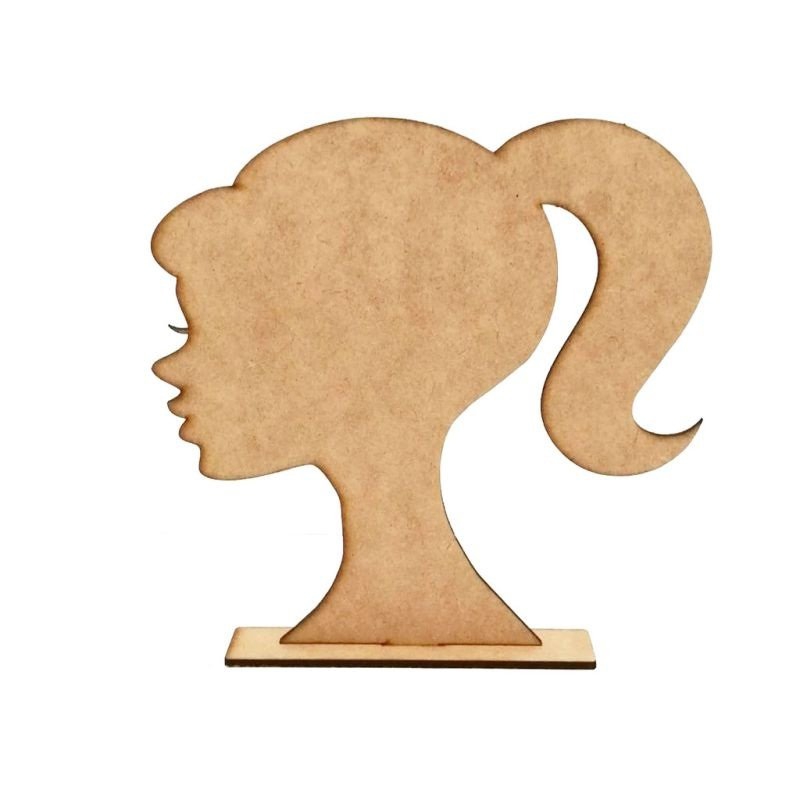 طرح پایه نمایش پاپیون موی مدل سر دختر سیلوئت مناسب برای استفاده در دستگاه های cnc چوب و cnc لیزر - laser cut girl head silhouette hair bow display stand