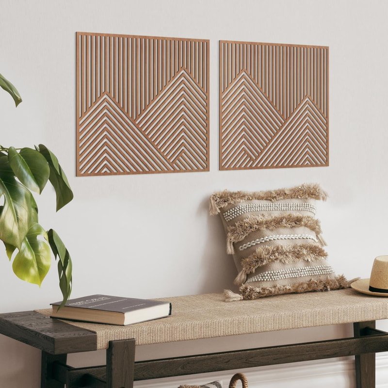 طرح پانل هنری دیواری کوه مناسب برای استفاده در دستگاه های cnc چوب و cnc لیزر - laser cut mountain wall art panel