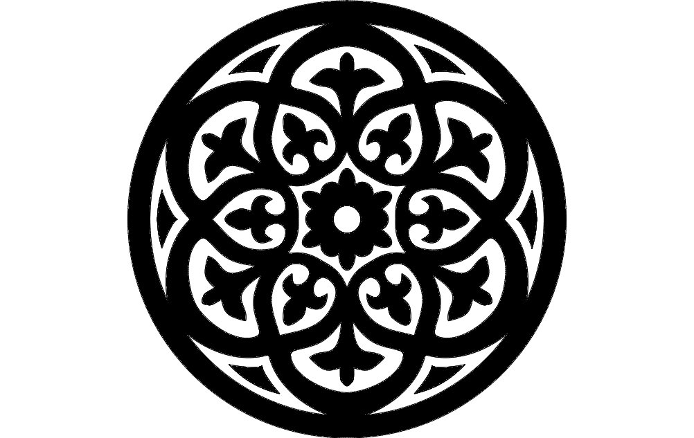 طرح گل گرد مناسب برای استفاده در دستگاه های cnc چوب و cnc لیزر - round floral pattern dxf file