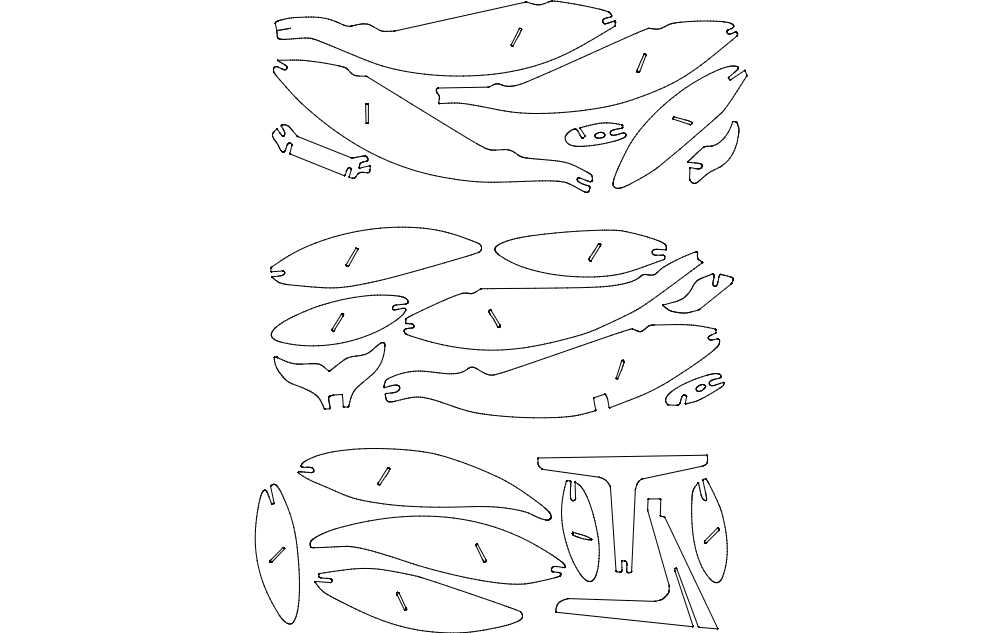 طرح نهنگ آبی مناسب برای استفاده در دستگاه های cnc چوب و cnc لیزر - blue whale dxf file