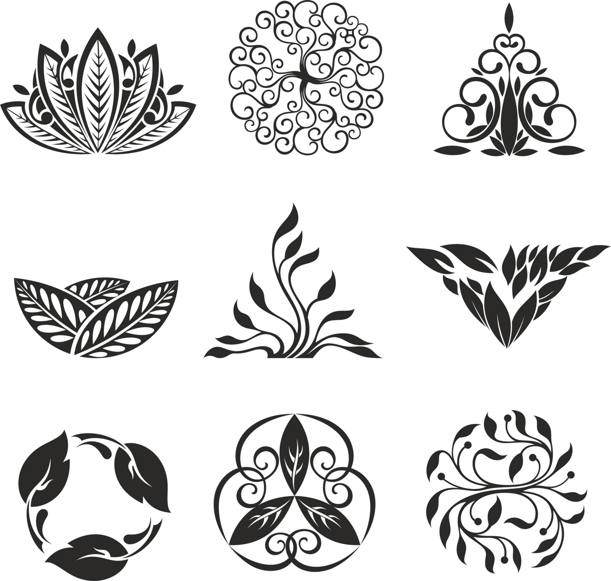 طرح المان های تزئینی گلدار مناسب برای استفاده در دستگاه های cnc چوب و cnc لیزر - floral ornament elements cdr file