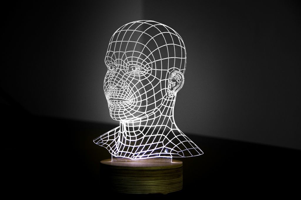 طرح چراغ خواب سه بعدی طرح سر مناسب برای استفاده در دستگاه های cnc چوب و cnc لیزر - head 3d led night light cdr file