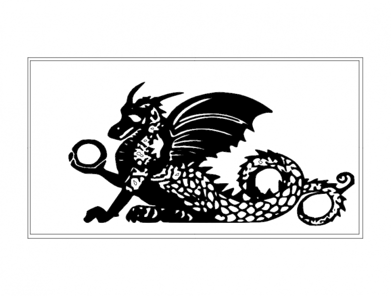 طرح اژدها مناسب برای استفاده در دستگاه های cnc چوب و cnc لیزر - dragon dxf file