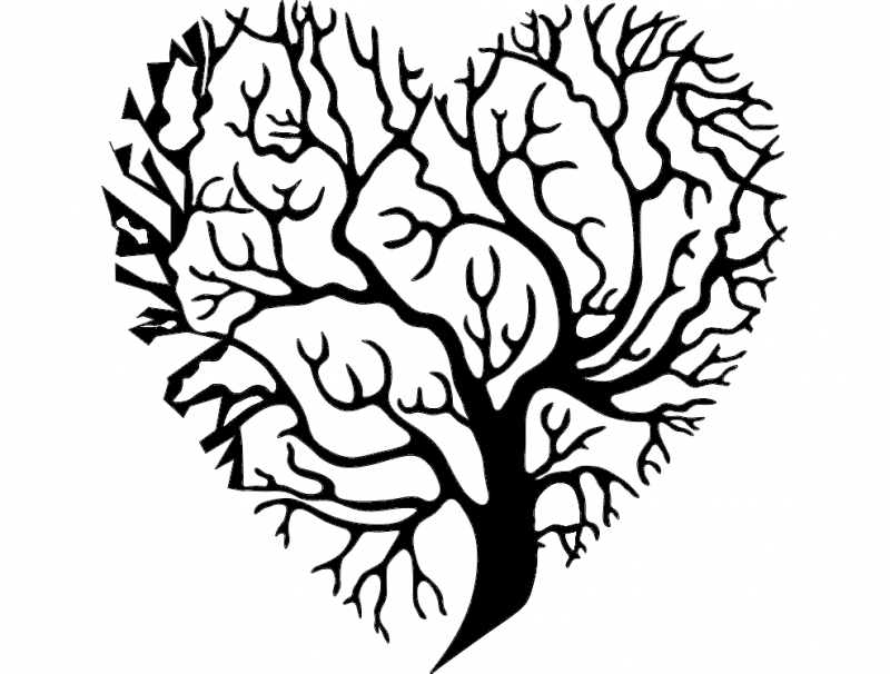 طرح قلب درخت مناسب برای استفاده در دستگاه های cnc چوب و cnc لیزر - tree heart dxf file