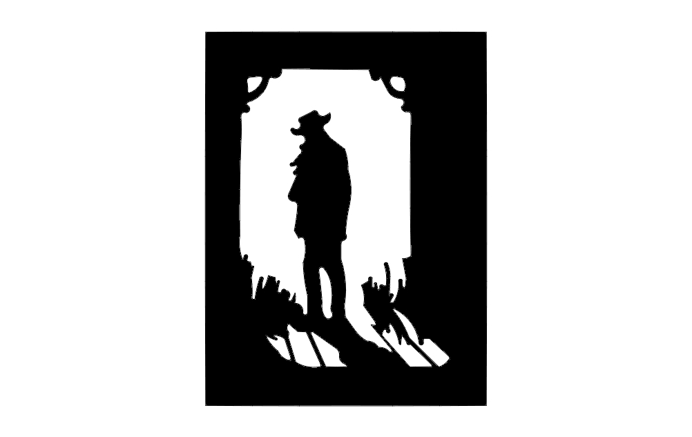 طرح سایه کابوی مناسب برای استفاده در دستگاه های cnc چوب و cnc لیزر - cowboy shadow dxf file