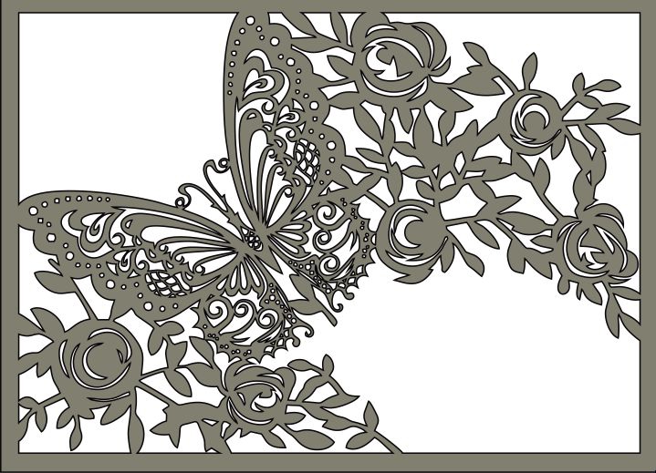 طرح شابلون پروانه مناسب برای استفاده در دستگاه های cnc چوب و cnc لیزر - laser cut butterfly stencil cdr file