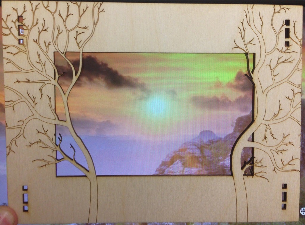 طرح قاب عکس جنگل مناسب برای استفاده در دستگاه های cnc چوب و cnc لیزر - forest photo frame laser cutting template dxf file