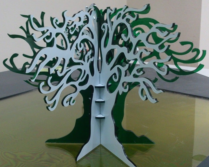 طرح درخت جواهرات مناسب برای استفاده در دستگاه های cnc چوب و cnc لیزر - laser cut jewelery tree cdr file