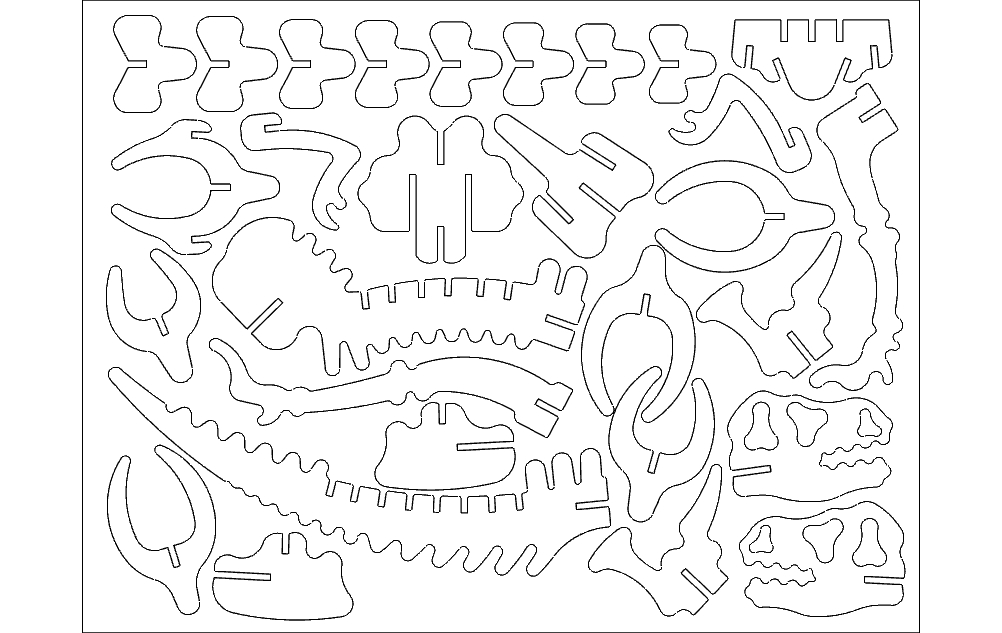 طرح پازل سه بعدی دینوتا مناسب برای استفاده در دستگاه های cnc چوب و cnc لیزر - dinota 3d puzzle dxf file