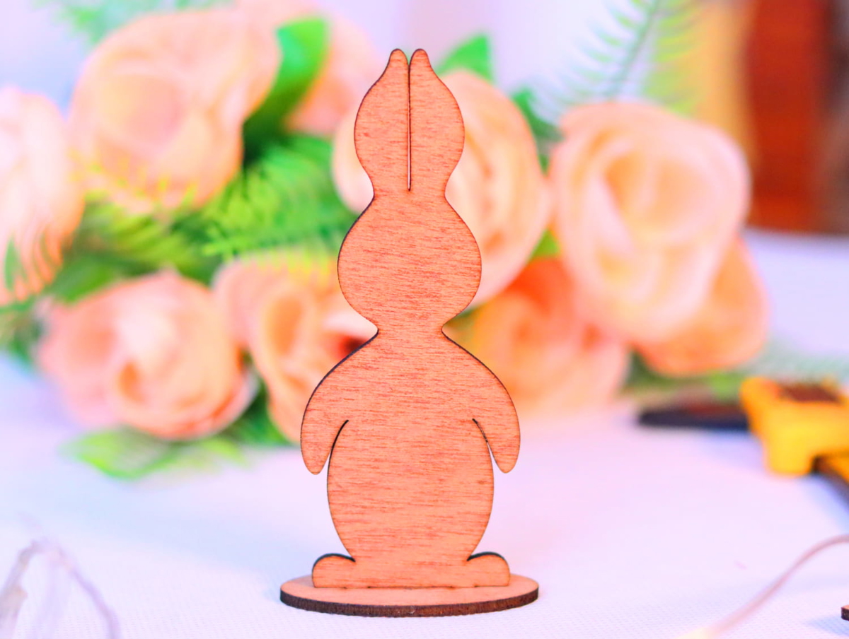 طرح سه بعدی خرگوش عید پاک مناسب برای استفاده در دستگاه های cnc چوب و cnc لیزر - laser cut easter bunny decoration 3mm cdr file