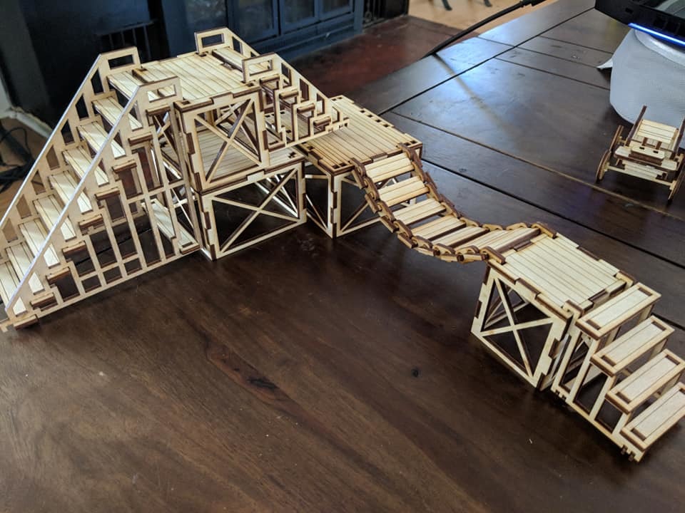 طرح سکوهای مدولار کوچک زمینی مناسب برای استفاده در دستگاه های cnc چوب و cnc لیزر - laser cut mini terrain modular platforms svg file