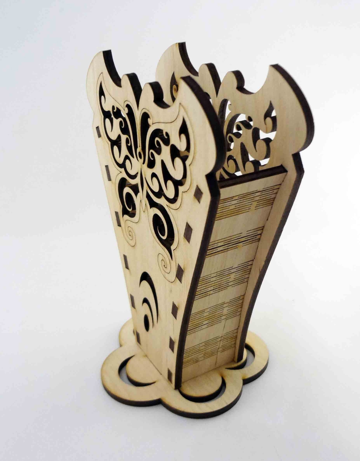 طرح جا مدادی چوبی مناسب برای استفاده در دستگاه های cnc چوب و cnc لیزر - laser cut wooden pencil holder cdr file