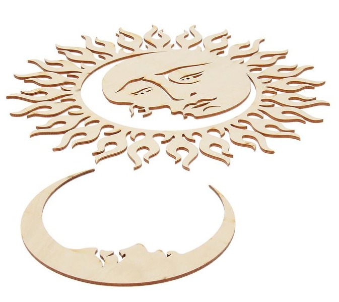 طرح ماه و خورشید چوبی مناسب برای استفاده در دستگاه های cnc چوب و cnc لیزر - laser cut wooden moon and sun cdr file