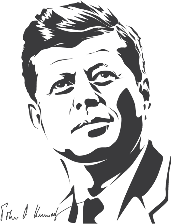 طرح جان اف کندی مناسب برای استفاده در دستگاه های cnc چوب و cnc لیزر - laser cut john f kennedy silhouette dxf file