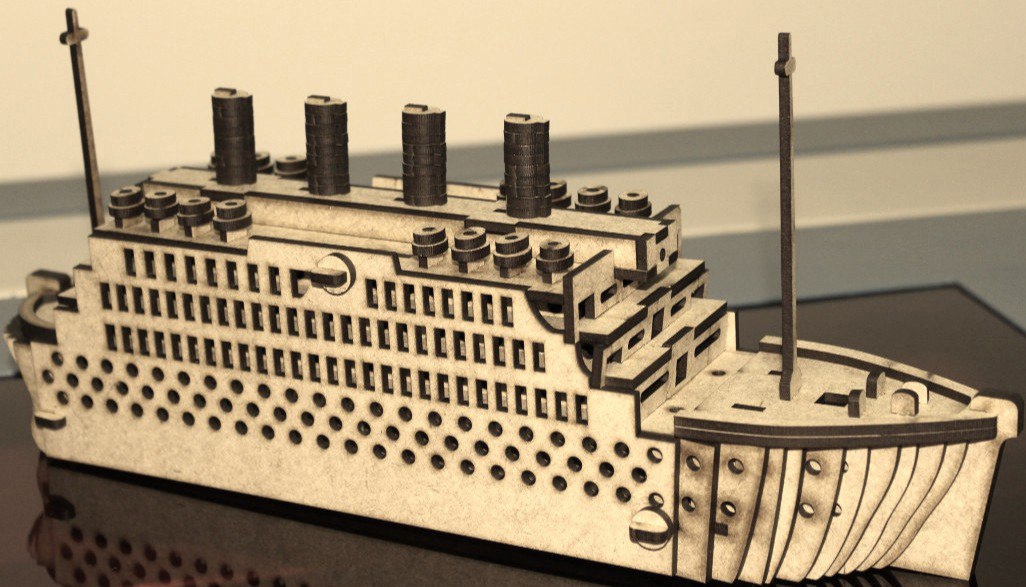 طرح پازل سه بعدی تایتانیک با مناسب برای استفاده در دستگاه های cnc چوب و cnc لیزر - laser cut titanic 3d puzzle cdr file