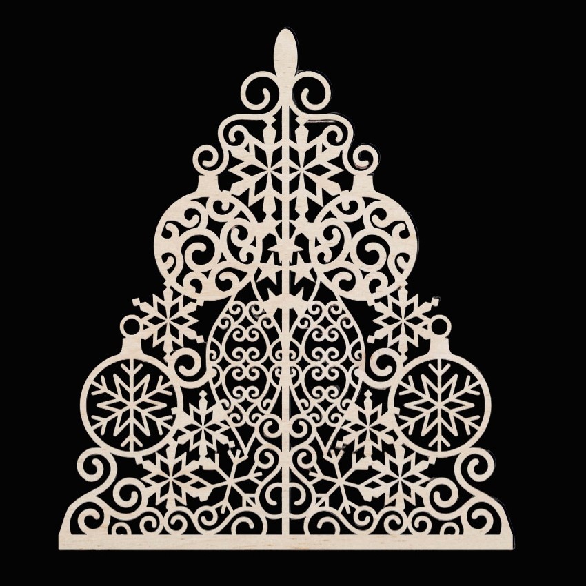 طرح تزیین دیوار درخت کریسمس مناسب برای استفاده در دستگاه های cnc چوب و cnc لیزر - laser cut christmas tree wall decoration cdr file