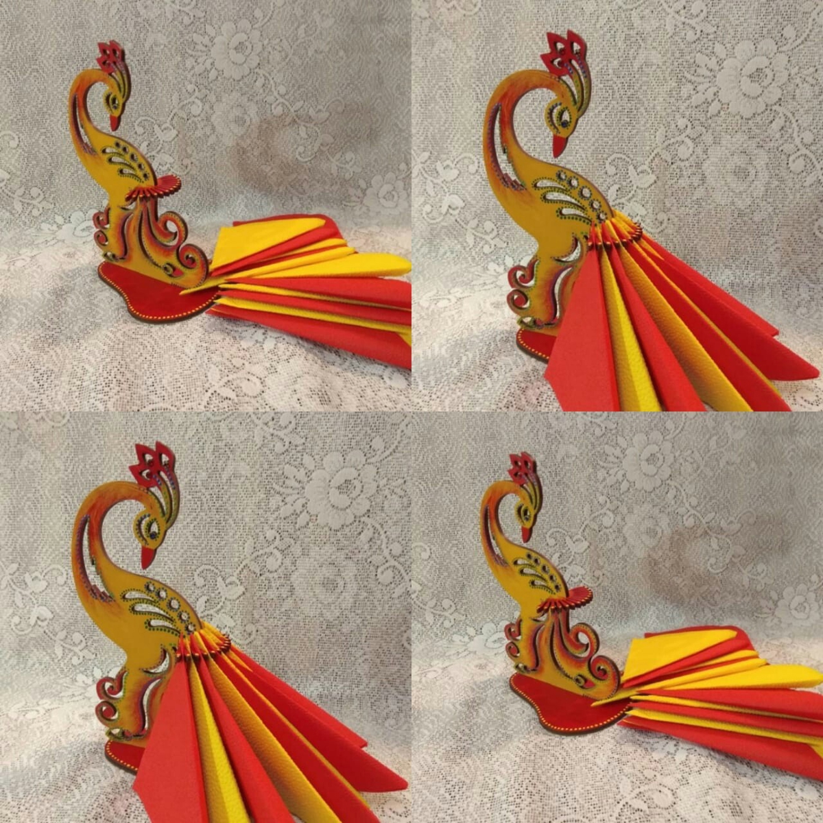 طرح جا دستمال سفره طرح طاووس مناسب برای استفاده در دستگاه های cnc چوب و cnc لیزر - laser cut peacock napkin holder table centerpiece cdr file