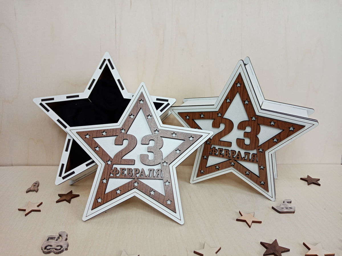 طرح جعبه ستاره با ضخامت 3 میلی‌متر مناسب برای استفاده در دستگاه های cnc چوب و cnc لیزر - laser cut star box 3mm cdr file