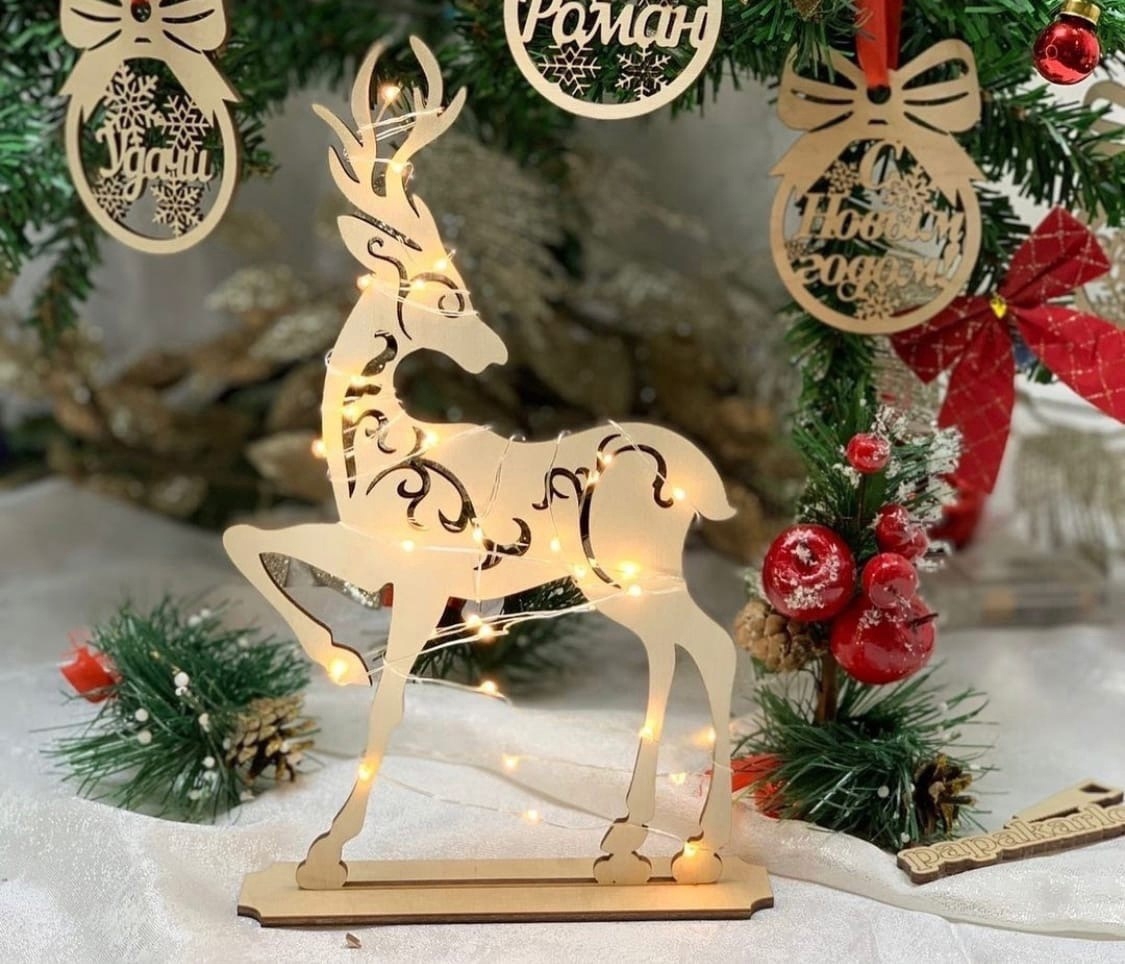 طرح گوزن کریسمس و سال نو مناسب برای استفاده در دستگاه های cnc چوب و cnc لیزر - laser cut deer christmas new year decor cdr file
