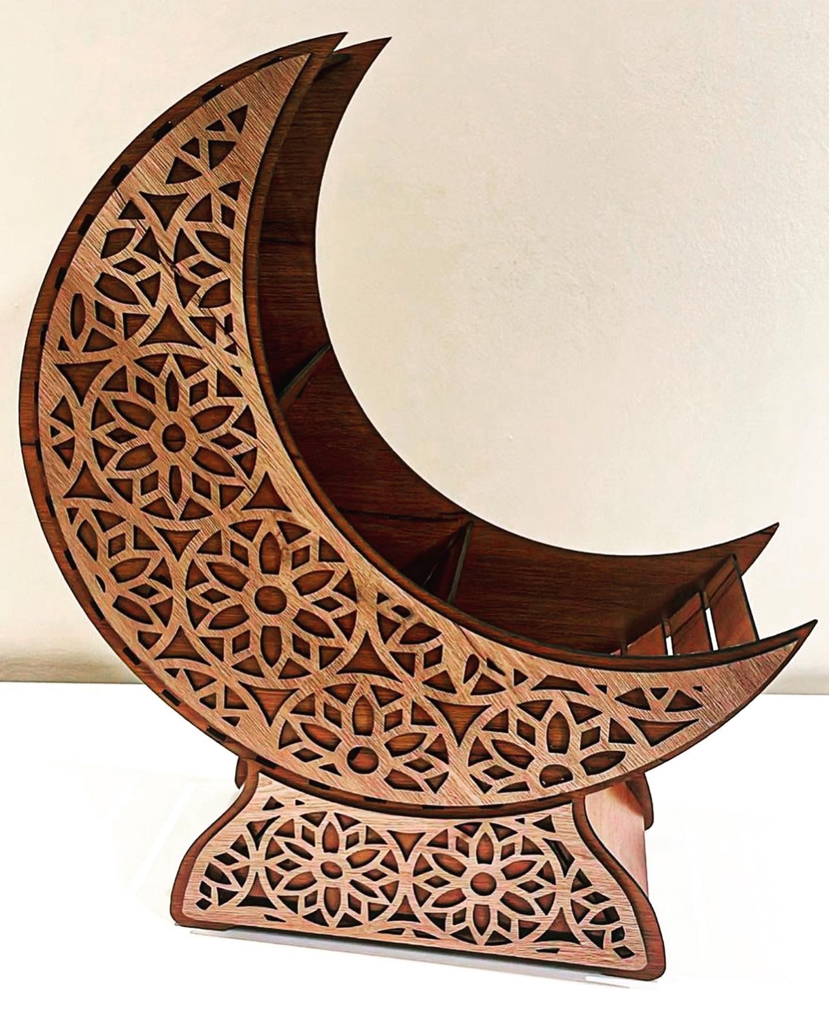طرح هلال ماه رمضان طرح عید فطر مناسب برای استفاده در دستگاه های cnc چوب و cnc لیزر - laser cut crescent moon ramadan eid decor dxf file