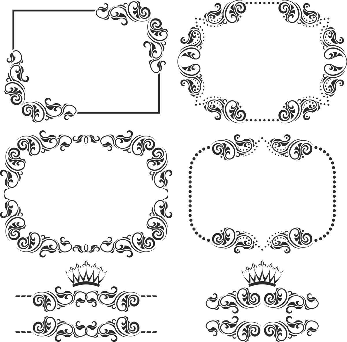 طرح مجموعه حاشیه‌های تزئینی مناسب برای استفاده در دستگاه های cnc چوب و cnc لیزر - ornament border set cdr file