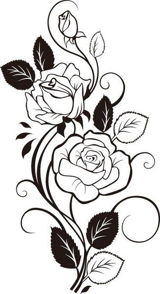 طرح وکتور طرح گل رز شاخه بریده مناسب برای استفاده در دستگاه های cnc چوب و cnc لیزر - rose vine drawing vector art dxf file