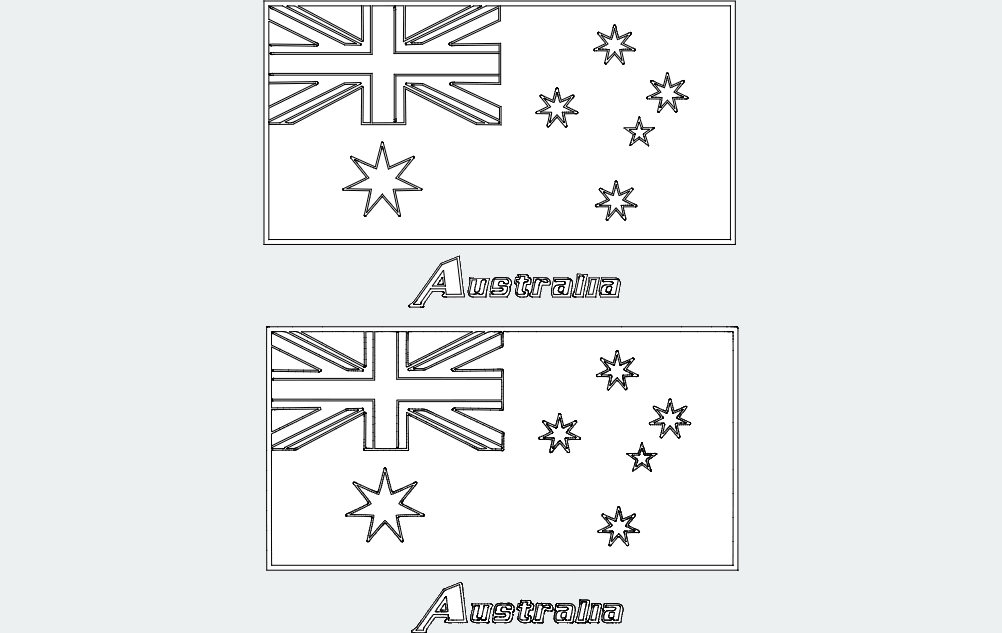 طرح پرچم استرالیا مناسب برای استفاده در دستگاه های cnc چوب و cnc لیزر - flag of australia dxf file