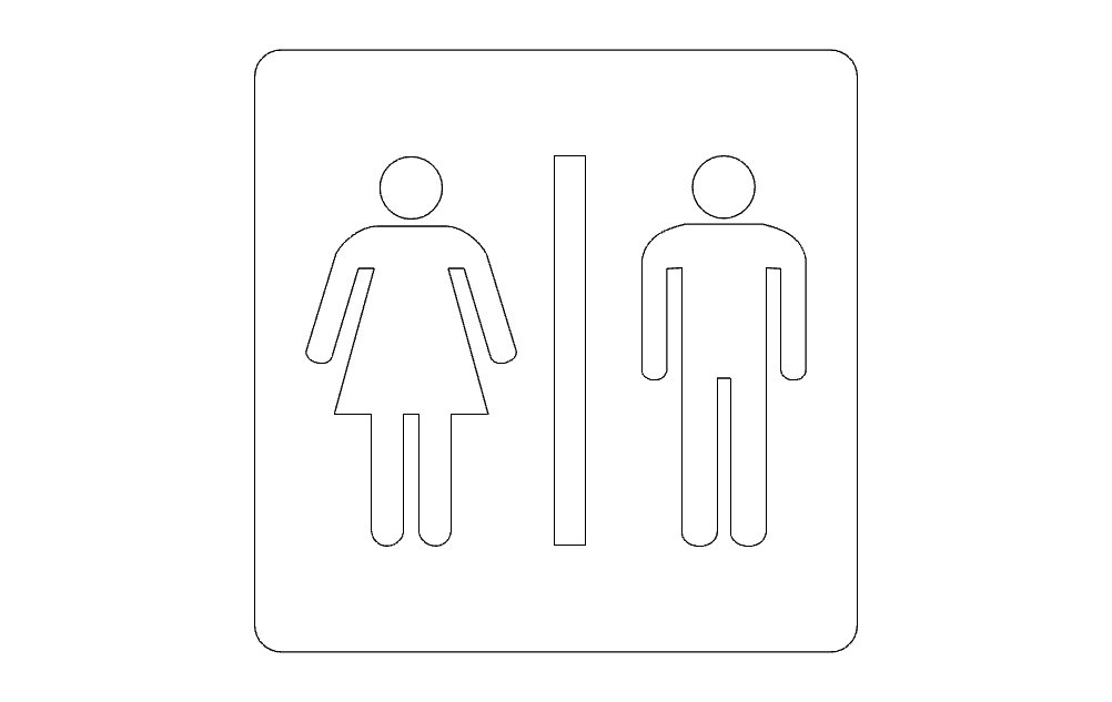 طرح تابلوی حمام مناسب برای استفاده در دستگاه های cnc چوب و cnc لیزر - bathroom sign dxf file