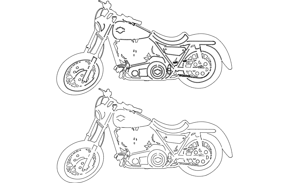 طرح موتورسیکلت مناسب برای استفاده در دستگاه های cnc چوب و cnc لیزر - motorcycle dxf file