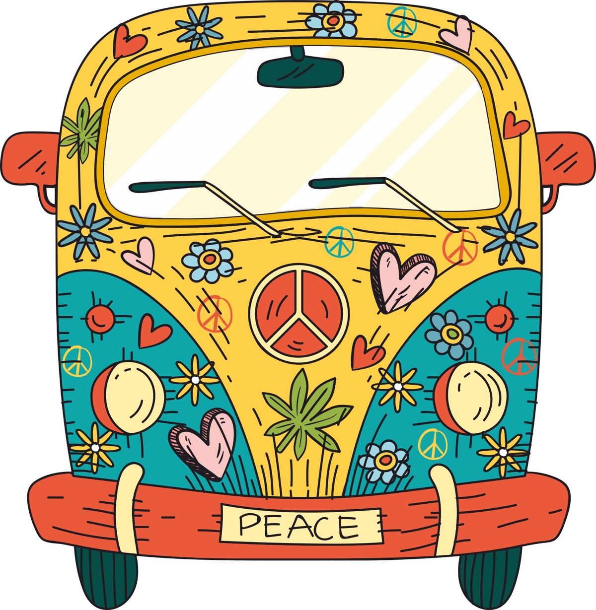 طرح تی شرت هیپی ون مناسب برای استفاده در دستگاه های cnc چوب و cnc لیزر - hippie van t shirt design cdr file