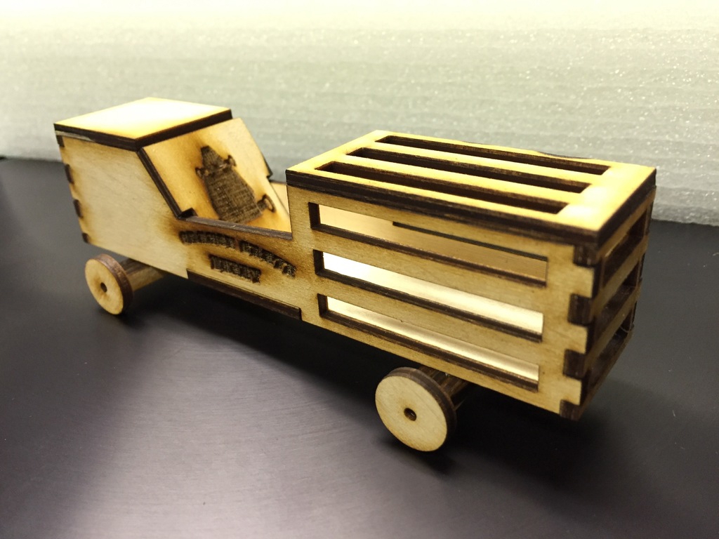 طرح جعبه نارنجی ماشین دربی مناسب برای استفاده در دستگاه های cnc چوب و cnc لیزر - laser cut orange crate derby car cdr file