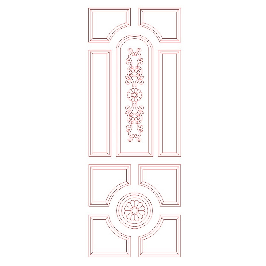 طرح درب چوبی مناسب برای استفاده در دستگاه های cnc چوب و cnc لیزر - designer wooden door dxf file