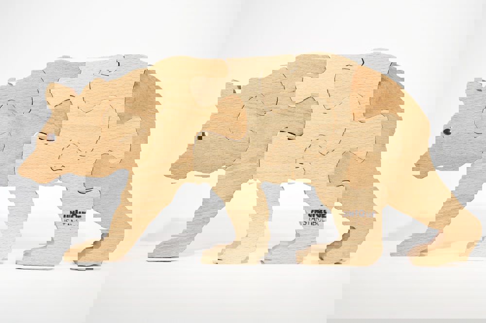 طرح فایل dwg نقشه های پازل چوبی خرس مناسب برای استفاده در دستگاه های cnc چوب و cnc لیزر - bear wooden jigsaw puzzle cnc laser cutting plans dwg file