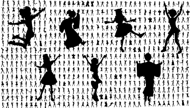 طرح سیلوئت دختران انیمه مناسب برای استفاده در دستگاه های cnc چوب و cnc لیزر - silhouettes of anime girls eps file