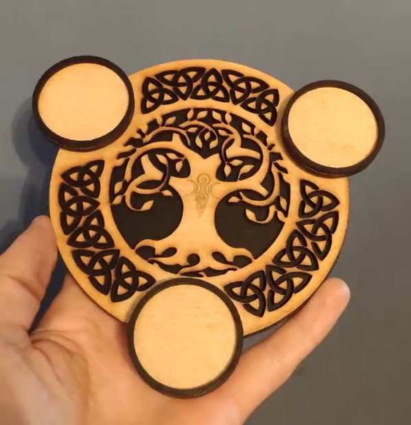 طرح شمع درخت زندگی سلتیک مناسب برای استفاده در دستگاه های cnc چوب و cnc لیزر - laser cut celtic tree of life candle centerpiece cdr file