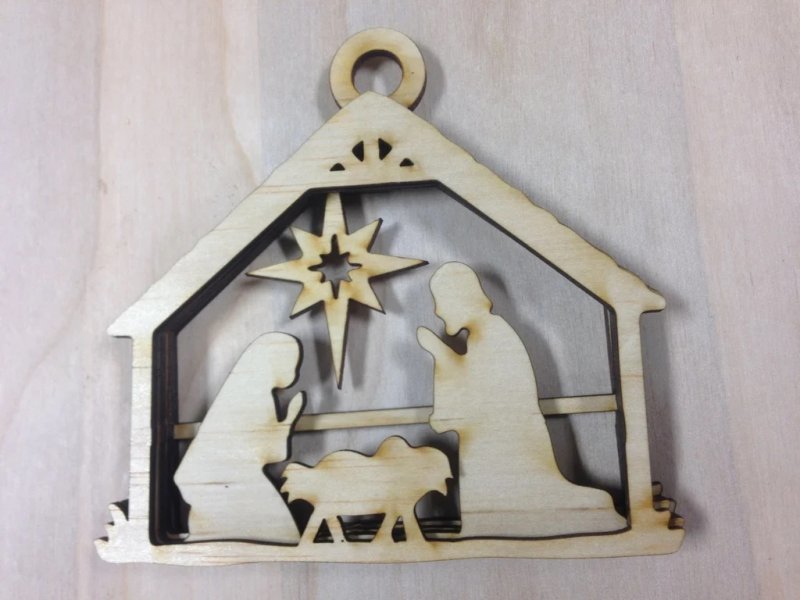 طرح تزئینات تولد مسیح مناسب برای استفاده در دستگاه های cnc چوب و cnc لیزر - laser cut nativity ornament svg file