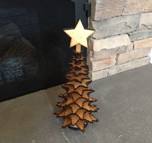 طرح درخت کریسمس کوچک مناسب برای استفاده در دستگاه های cnc چوب و cnc لیزر - laser cut small christmas tree cdr file