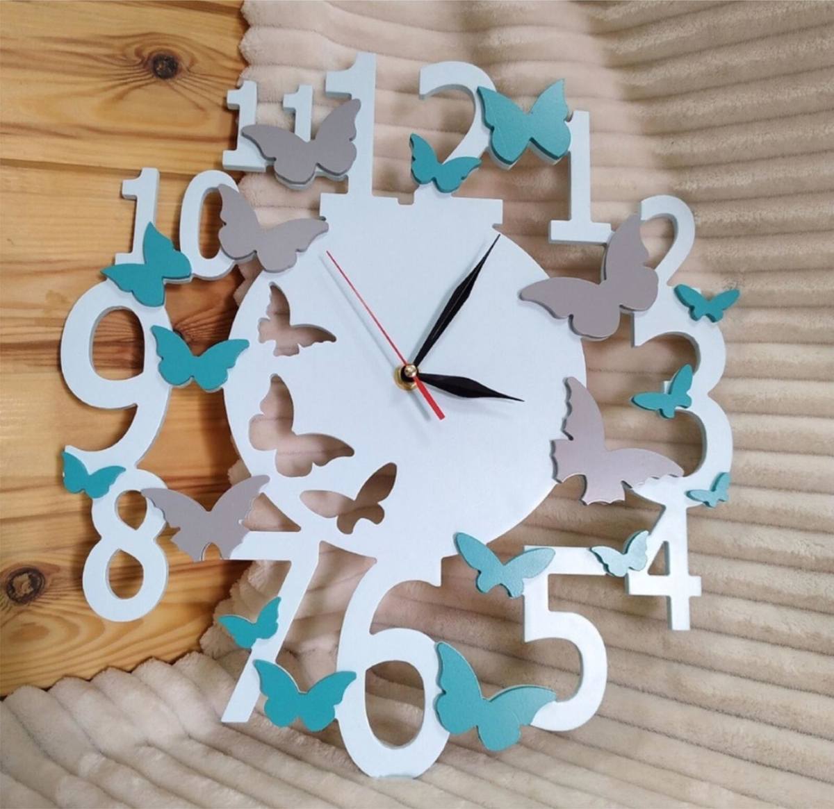 طرح ایده های هدیه ساعت دیواری پروانه ای مناسب برای استفاده در دستگاه های cnc چوب و cnc لیزر - butterfly wall clock gift ideas for laser cutting cdr file