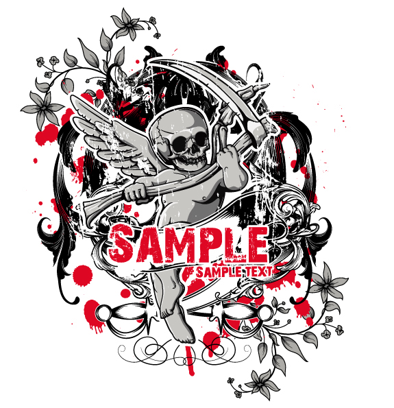 طرح تیشرت گرانج وکتور مناسب برای استفاده در دستگاه های cnc چوب و cnc لیزر - grunge vector t shirt design eps file