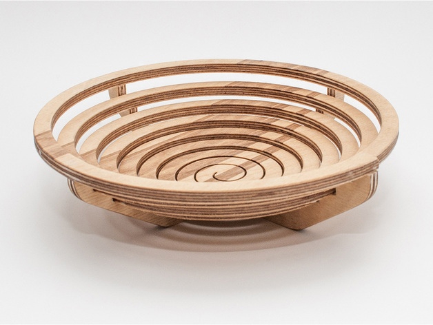 طرح کاسه مارپیچ ارشمیدس مناسب برای استفاده در دستگاه های cnc چوب و cnc لیزر - archimedes spiral bowl laser cut svg file