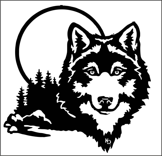 طرح دیواری گرگ مهتاب مناسب برای استفاده در دستگاه های cnc چوب و cnc لیزر - moonlight wolf wall art cdr file