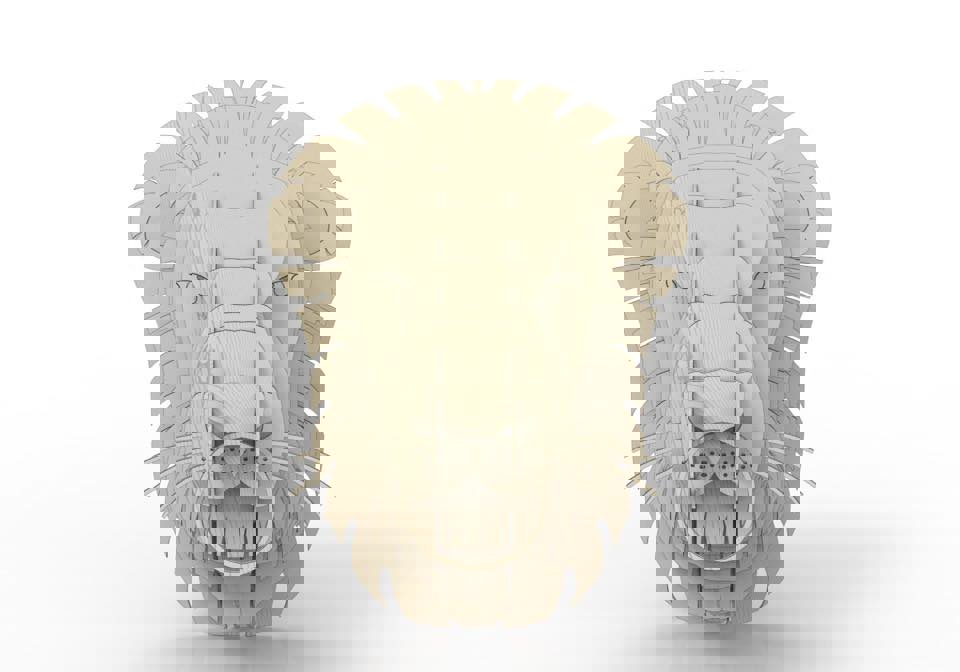 طرح پازل سه بعدی سر شیر مناسب برای استفاده در دستگاه های cnc چوب و cnc لیزر - lion head 3d puzzle cdr file