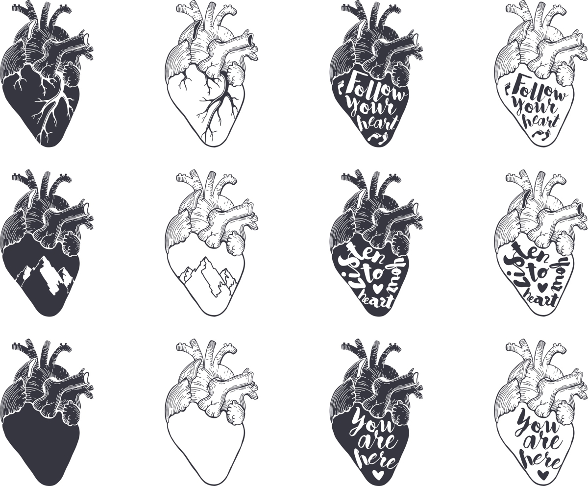 طرح مجموعه وکتور قلب مناسب برای استفاده در دستگاه های cnc چوب و cnc لیزر - heart vector set cdr file