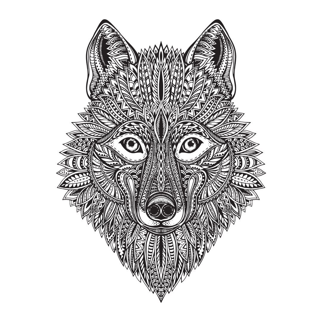 طرح وکتور هنری چهره گرگ مناسب برای استفاده در دستگاه های cnc چوب و cnc لیزر - wolf face vector art cdr file