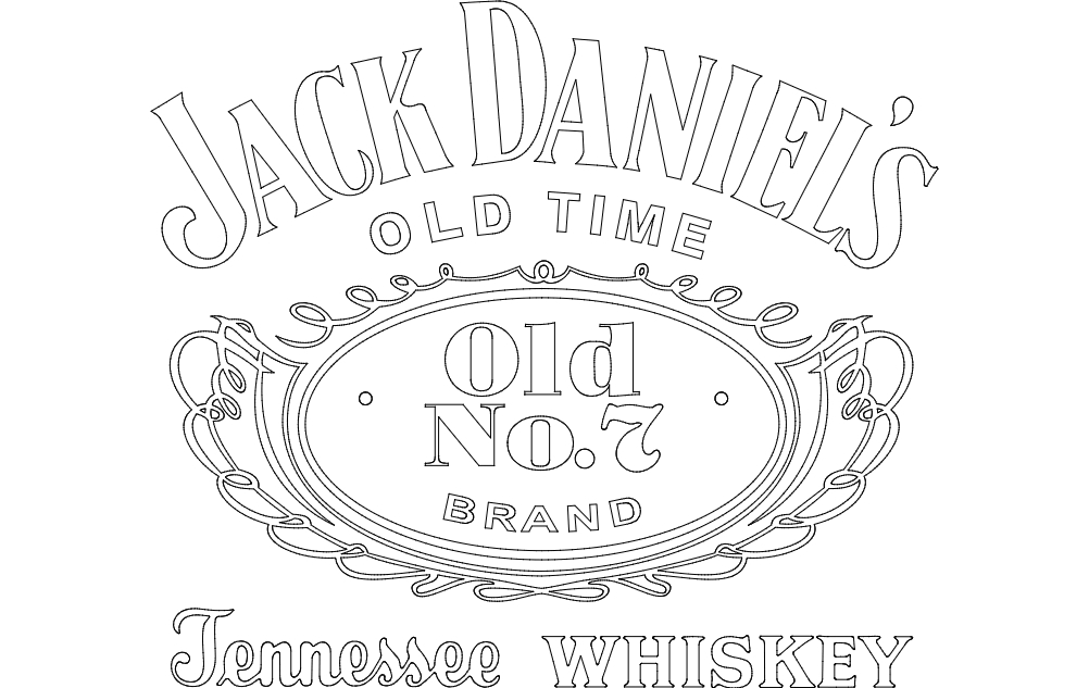 طرح لوگوی ویسکی جک دنیلز تنسی مناسب برای استفاده در دستگاه های cnc چوب و cnc لیزر - jack daniels tennessee whiskey logo dxf file