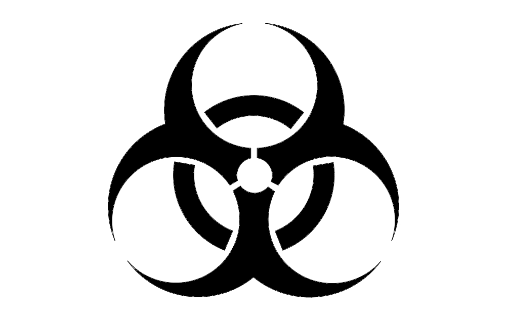 طرح نماد خطر زیستی مناسب برای استفاده در دستگاه های cnc چوب و cnc لیزر - biohazard symbol dxf file